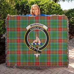 Muirhead Tartan Woven Blanket with Family Crest ScotsTee Shop - scotstee.com - Tartan Blankets