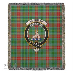Muirhead Tartan Woven Blanket with Family Crest ScotsTee Shop - scotstee.com - Tartan Blankets