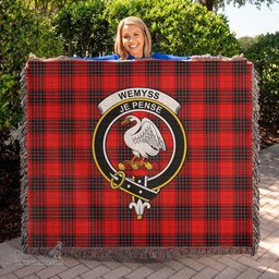 Wemyss Modern Tartan Woven Blanket with Family Crest ScotsTee Shop - scotstee.com - Tartan Blankets