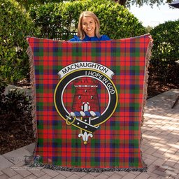 MacNaughton Modern Tartan Woven Blanket with Family Crest ScotsTee Shop - scotstee.com - Tartan Blankets