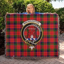 MacNaughton Modern Tartan Woven Blanket with Family Crest ScotsTee Shop - scotstee.com - Tartan Blankets