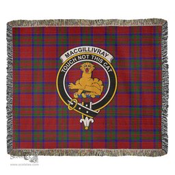 MacGillivray Tartan Woven Blanket with Family Crest ScotsTee Shop - scotstee.com - Tartan Blankets