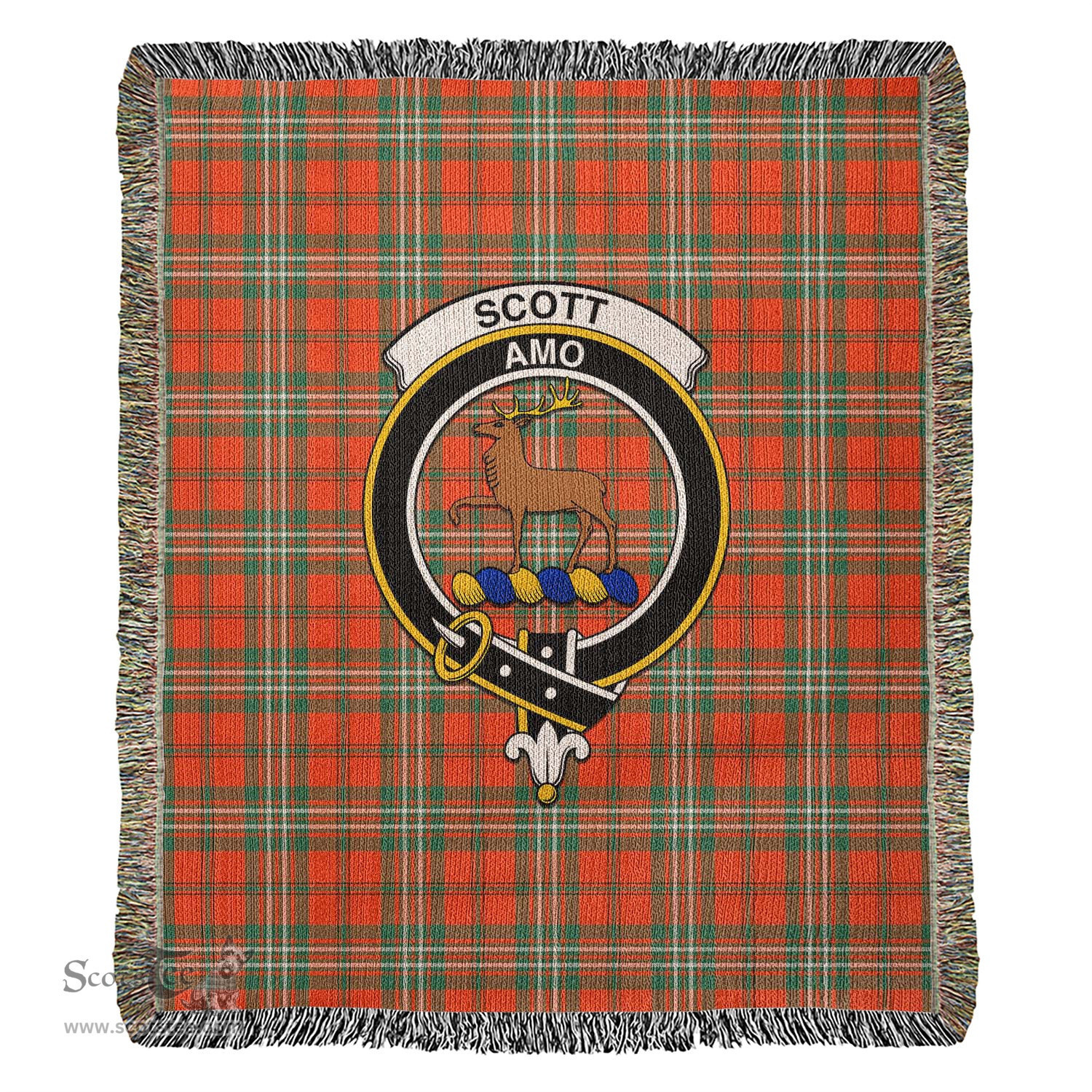 Scottish Scott Ancient Tartan Woven Blanket with Family Crest Tartan ...