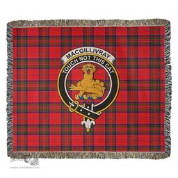 MacGillivray Modern Tartan Woven Blanket with Family Crest ScotsTee Shop - scotstee.com - Tartan Blankets