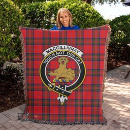 MacGillivray Modern Tartan Woven Blanket with Family Crest ScotsTee Shop - scotstee.com - Tartan Blankets