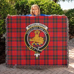 MacGillivray Modern Tartan Woven Blanket with Family Crest ScotsTee Shop - scotstee.com - Tartan Blankets