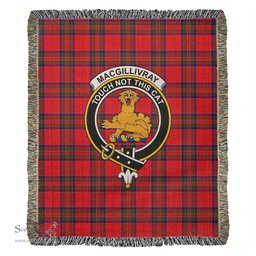 MacGillivray Modern Tartan Woven Blanket with Family Crest ScotsTee Shop - scotstee.com - Tartan Blankets