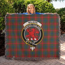 Wilson Modern Tartan Woven Blanket with Family Crest ScotsTee Shop - scotstee.com - Tartan Blankets