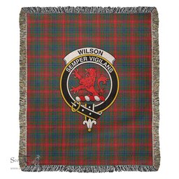 Wilson Modern Tartan Woven Blanket with Family Crest ScotsTee Shop - scotstee.com - Tartan Blankets