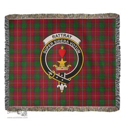 Rattray Tartan Woven Blanket with Family Crest ScotsTee Shop - scotstee.com - Tartan Blankets
