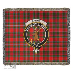 Spens Modern Tartan Woven Blanket with Family Crest ScotsTee Shop - scotstee.com - Tartan Blankets