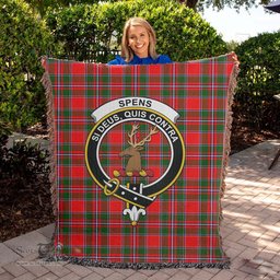 Spens Modern Tartan Woven Blanket with Family Crest ScotsTee Shop - scotstee.com - Tartan Blankets