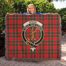 Spens Modern Tartan Woven Blanket with Family Crest ScotsTee Shop - scotstee.com - Tartan Blankets