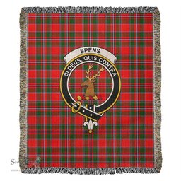 Spens Modern Tartan Woven Blanket with Family Crest ScotsTee Shop - scotstee.com - Tartan Blankets