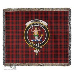 Murray of Ochtertyre Tartan Woven Blanket with Family Crest ScotsTee Shop - scotstee.com - Tartan Blankets