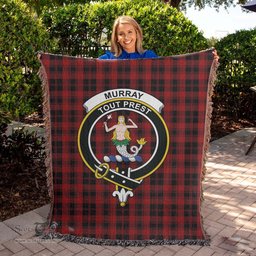 Murray of Ochtertyre Tartan Woven Blanket with Family Crest ScotsTee Shop - scotstee.com - Tartan Blankets
