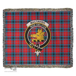 MacTavish Modern Tartan Woven Blanket with Family Crest ScotsTee Shop - scotstee.com - Tartan Blankets
