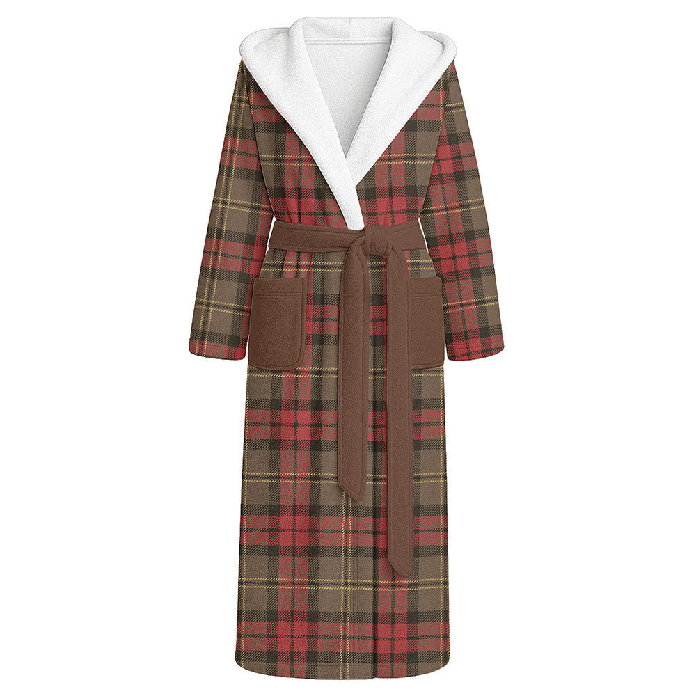 ScotsTee Shop Scottish Blackstock Hunting Weathered Clan Crest Tartan Flannel Hooded Bathrobe