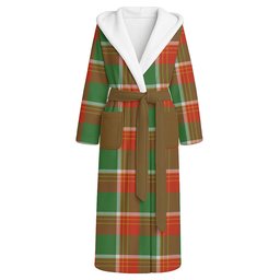 ScotsTee Shop Scottish Brisbane Ancient Clan Crest Tartan Flannel Hooded Bathrobe