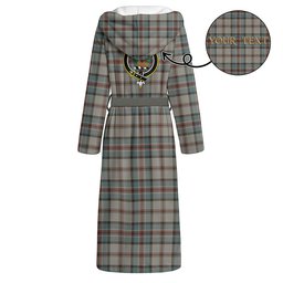 ScotsTee Shop Scottish Dinwoodie Weathered Clan Crest Tartan Flannel Hooded Bathrobe