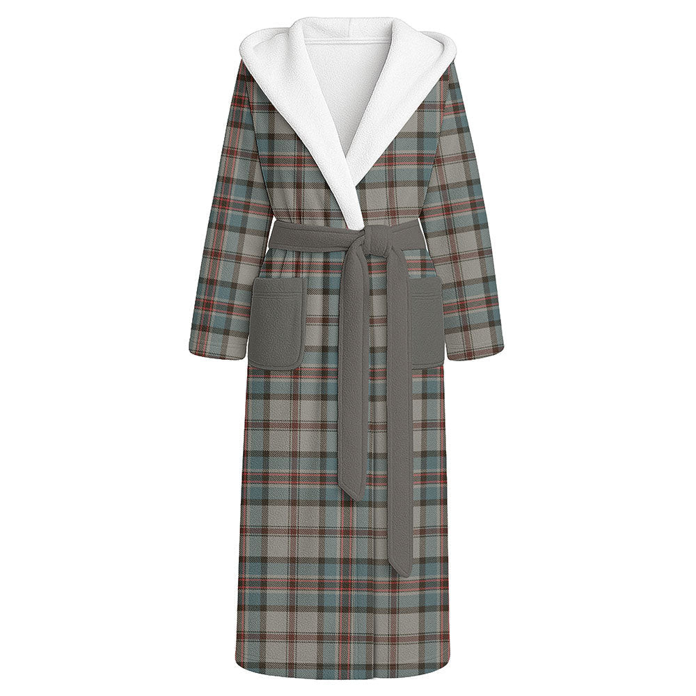 ScotsTee Shop Scottish Dinwoodie Weathered Clan Crest Tartan Flannel Hooded Bathrobe