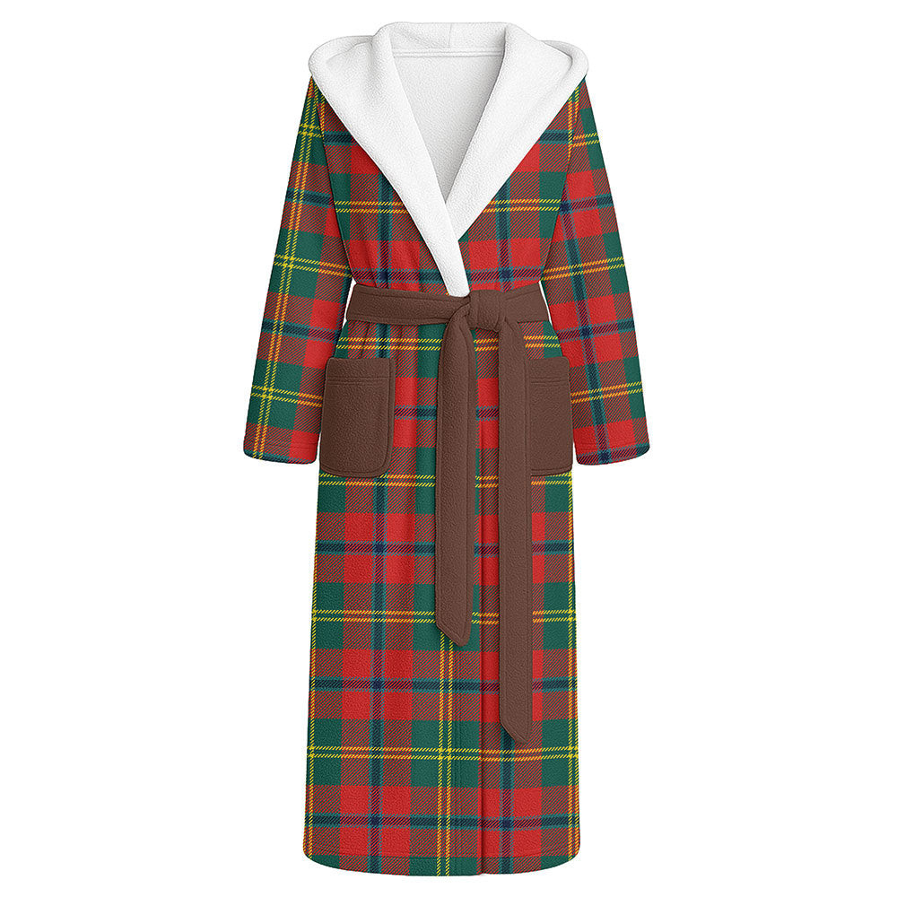 ScotsTee Shop Scottish Hutcheson Modern Clan Crest Tartan Flannel Hooded Bathrobe