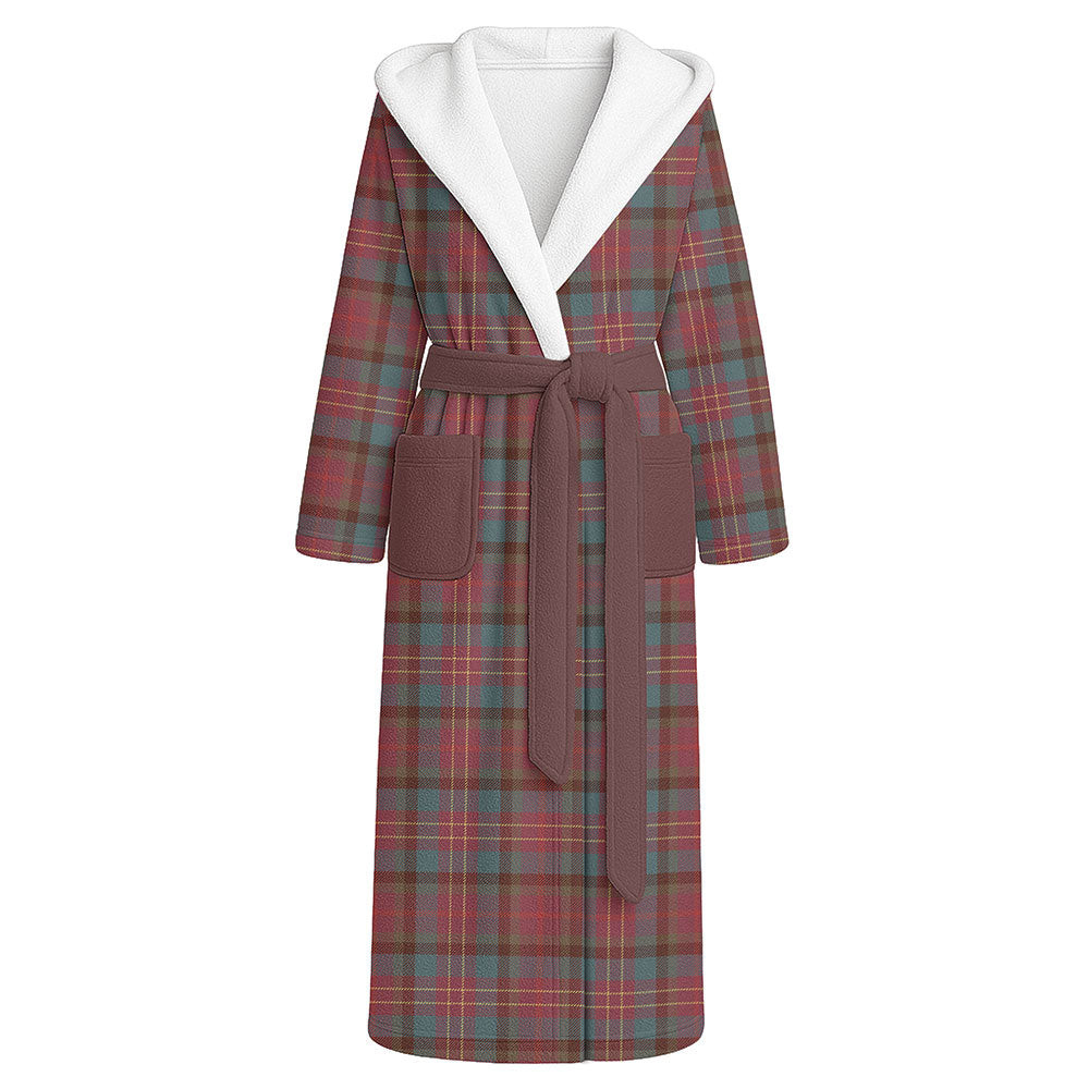 ScotsTee Shop Scottish Leighton Weathered Clan Crest Tartan Flannel Hooded Bathrobe