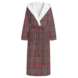 ScotsTee Shop Scottish Leighton Weathered Clan Crest Tartan Flannel Hooded Bathrobe