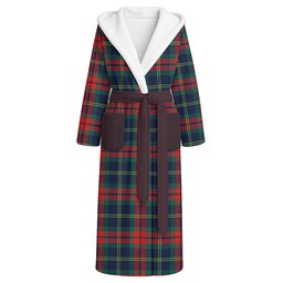 ScotsTee Shop Scottish Harvey Modern Clan Crest Tartan Flannel Hooded Bathrobe