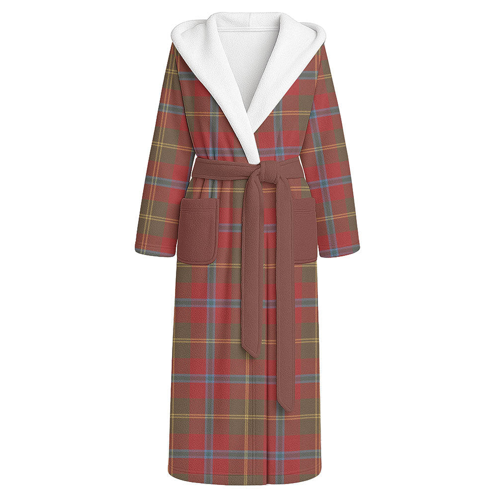 ScotsTee Shop Scottish Hutcheson Weathered Clan Crest Tartan Flannel Hooded Bathrobe