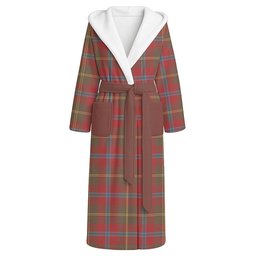 ScotsTee Shop Scottish Hutcheson Weathered Clan Crest Tartan Flannel Hooded Bathrobe