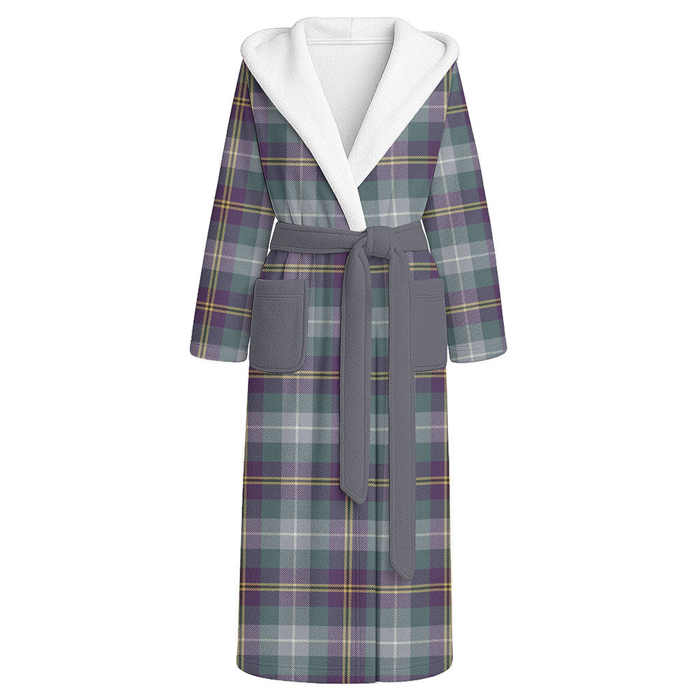 ScotsTee Shop Scottish Porteous Weathered Clan Crest Tartan Flannel Hooded Bathrobe