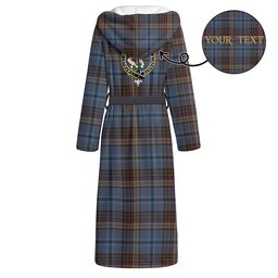 ScotsTee Shop Scottish Renton Modern Clan Crest Tartan Flannel Hooded Bathrobe