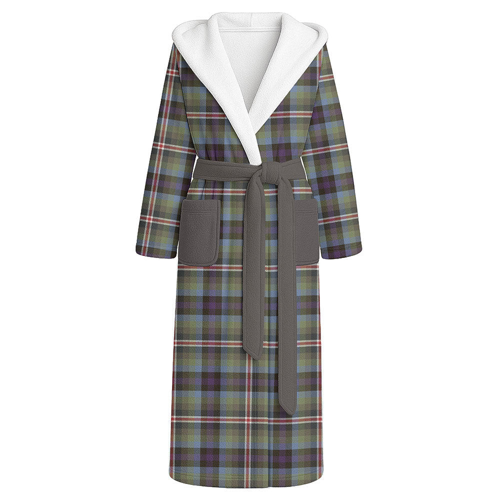 ScotsTee Shop Scottish Reid (Mill City) Weathered Clan Crest Tartan Flannel Hooded Bathrobe