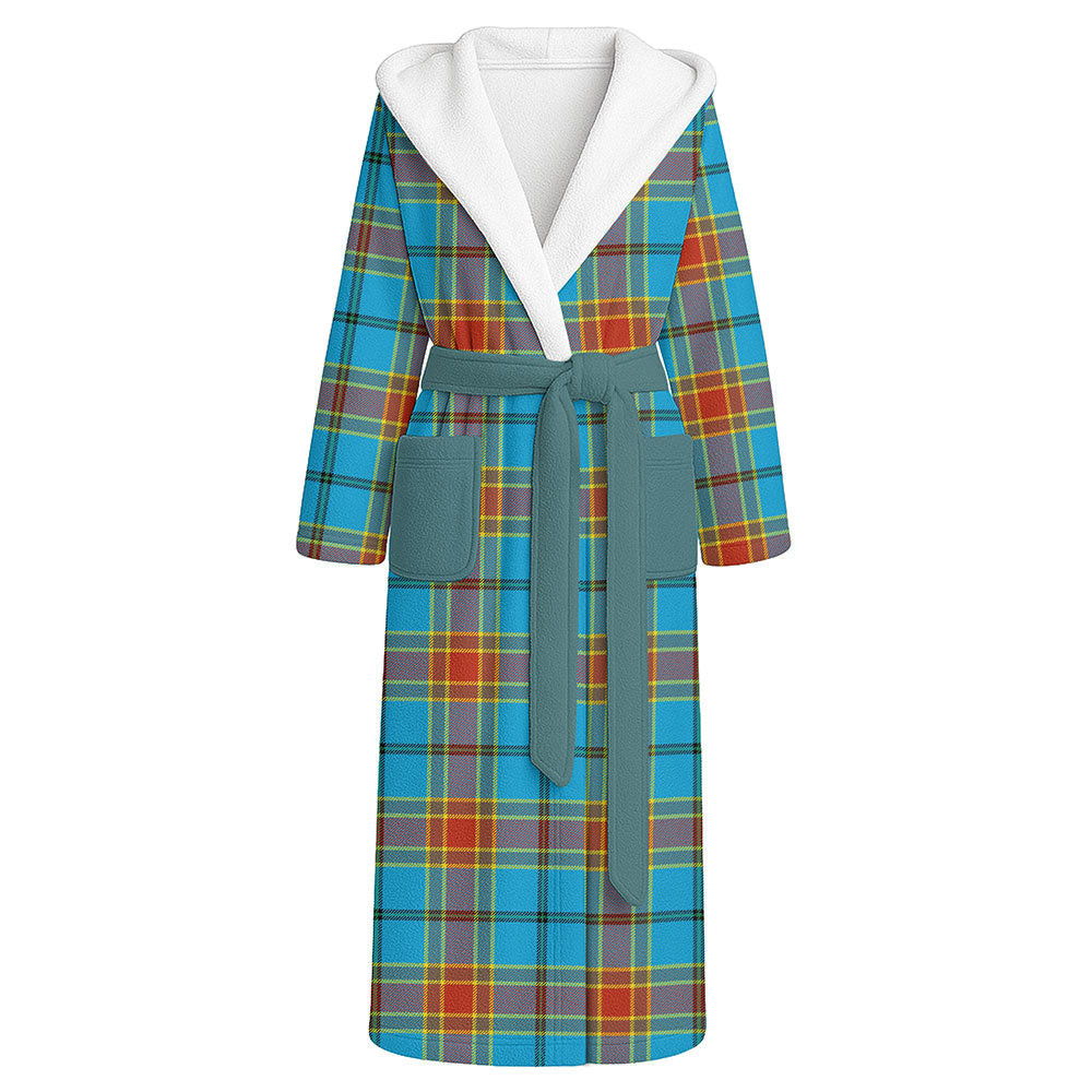 ScotsTee Shop Scottish Traill (Trayle) Weathered Clan Crest Tartan Flannel Hooded Bathrobe