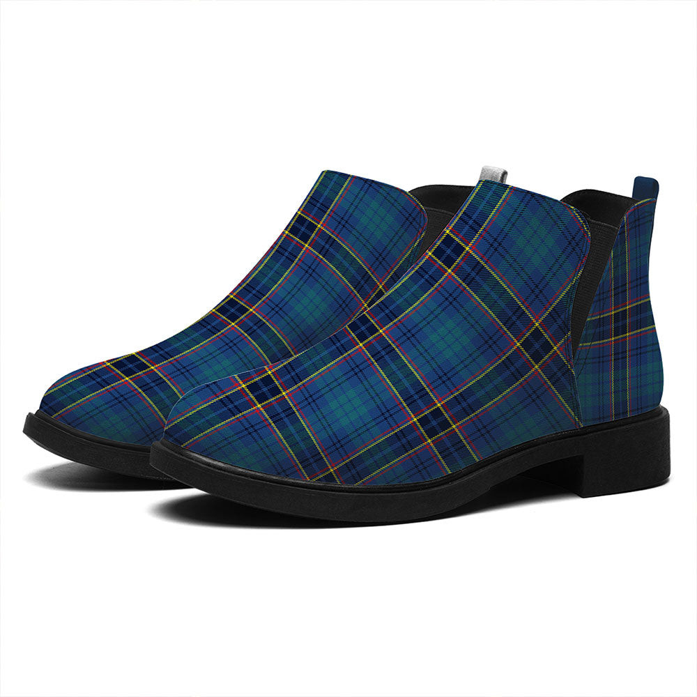 ScotsTee Shop Scottish Dempster Modern Tartan Flat Ankle Boots Chunky Low Heel
