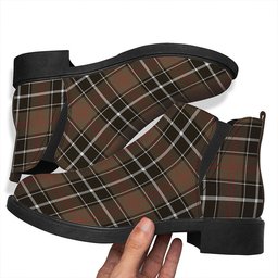 ScotsTee Shop Scottish Cleghorn Weathered Tartan Flat Ankle Boots Chunky Low Heel