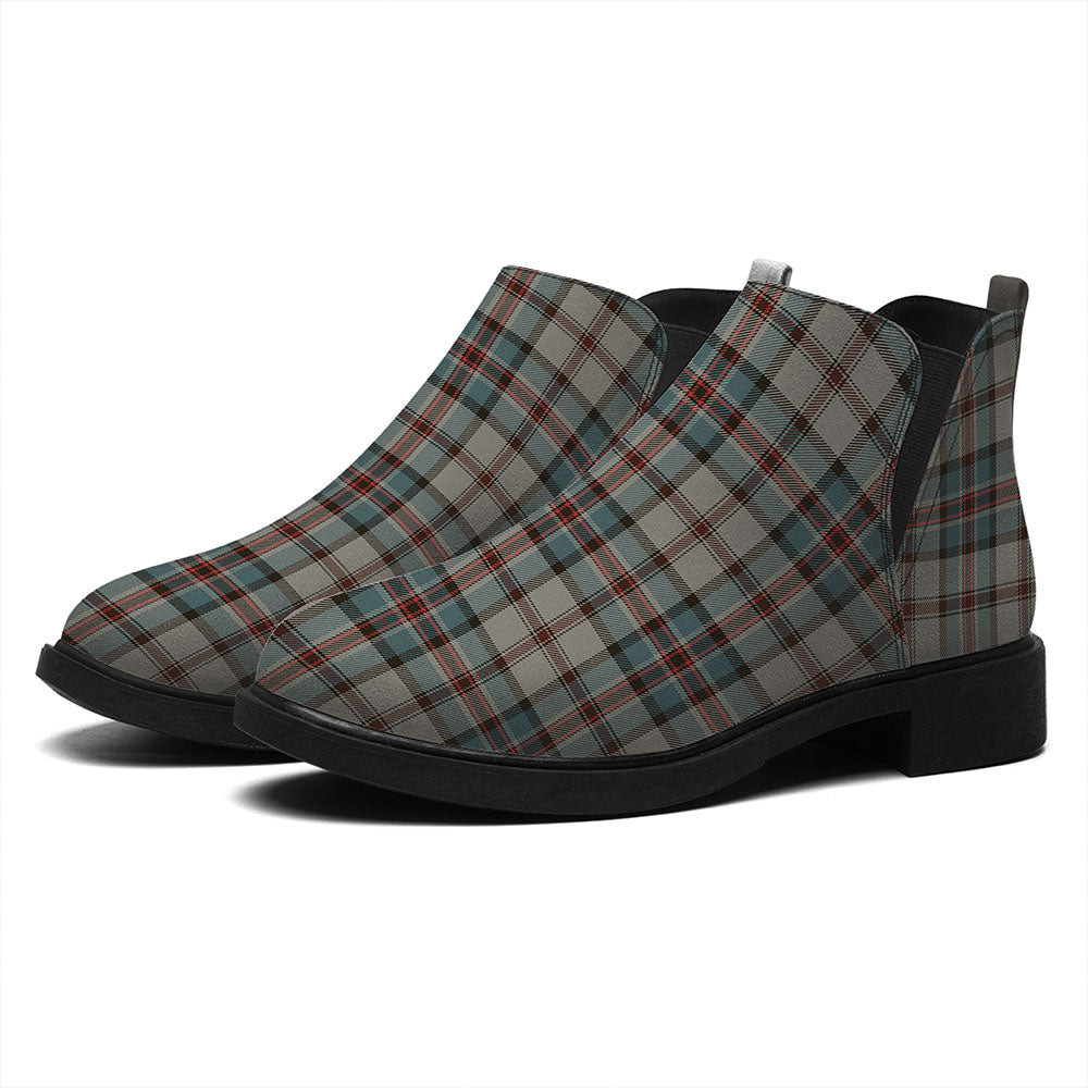 ScotsTee Shop Scottish Dinwoodie Weathered Tartan Flat Ankle Boots Chunky Low Heel