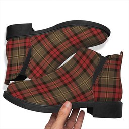 ScotsTee Shop Scottish Blackstock Hunting Weathered Tartan Flat Ankle Boots Chunky Low Heel