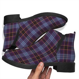 ScotsTee Shop Scottish Dempster Weathered Tartan Flat Ankle Boots Chunky Low Heel