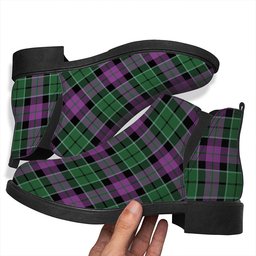 ScotsTee Shop Scottish Lennie Ancient Tartan Flat Ankle Boots Chunky Low Heel