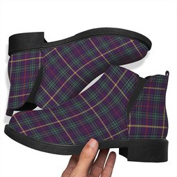 ScotsTee Shop Scottish MacAinsh Weathered Tartan Flat Ankle Boots Chunky Low Heel