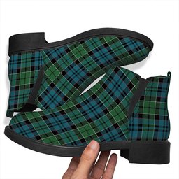 ScotsTee Shop Scottish MacIsaac Ancient Tartan Flat Ankle Boots Chunky Low Heel