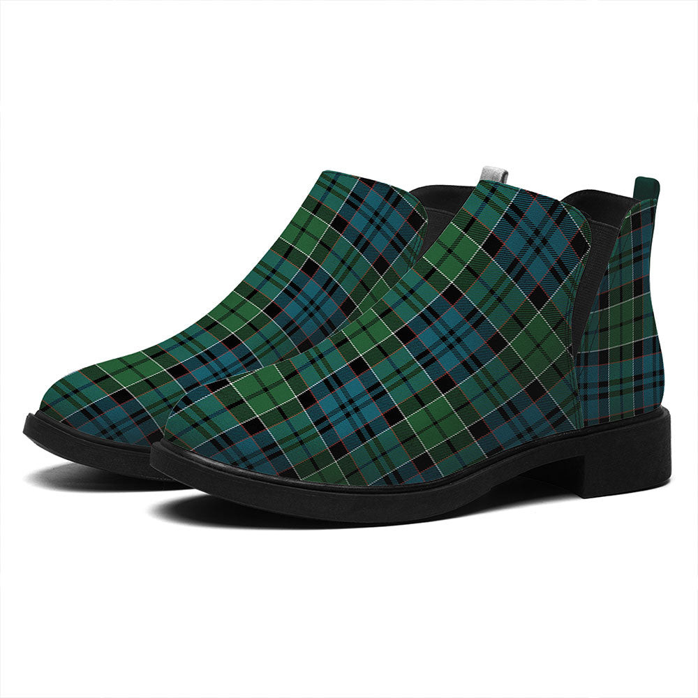 ScotsTee Shop Scottish MacIsaac Ancient Tartan Flat Ankle Boots Chunky Low Heel