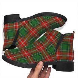 ScotsTee Shop Scottish MacWhirter Ancient Tartan Flat Ankle Boots Chunky Low Heel