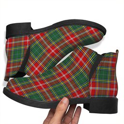 ScotsTee Shop Scottish MacWhirter Modern Tartan Flat Ankle Boots Chunky Low Heel