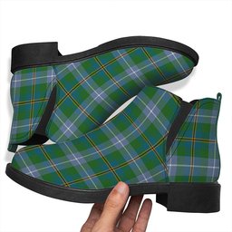ScotsTee Shop Scottish Porteous Ancient Tartan Flat Ankle Boots Chunky Low Heel