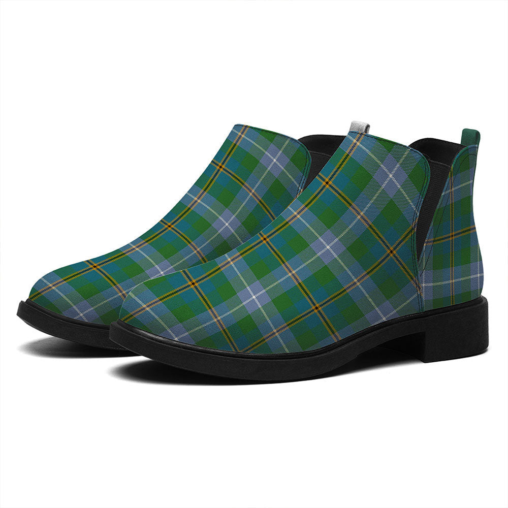 ScotsTee Shop Scottish Porteous Ancient Tartan Flat Ankle Boots Chunky Low Heel