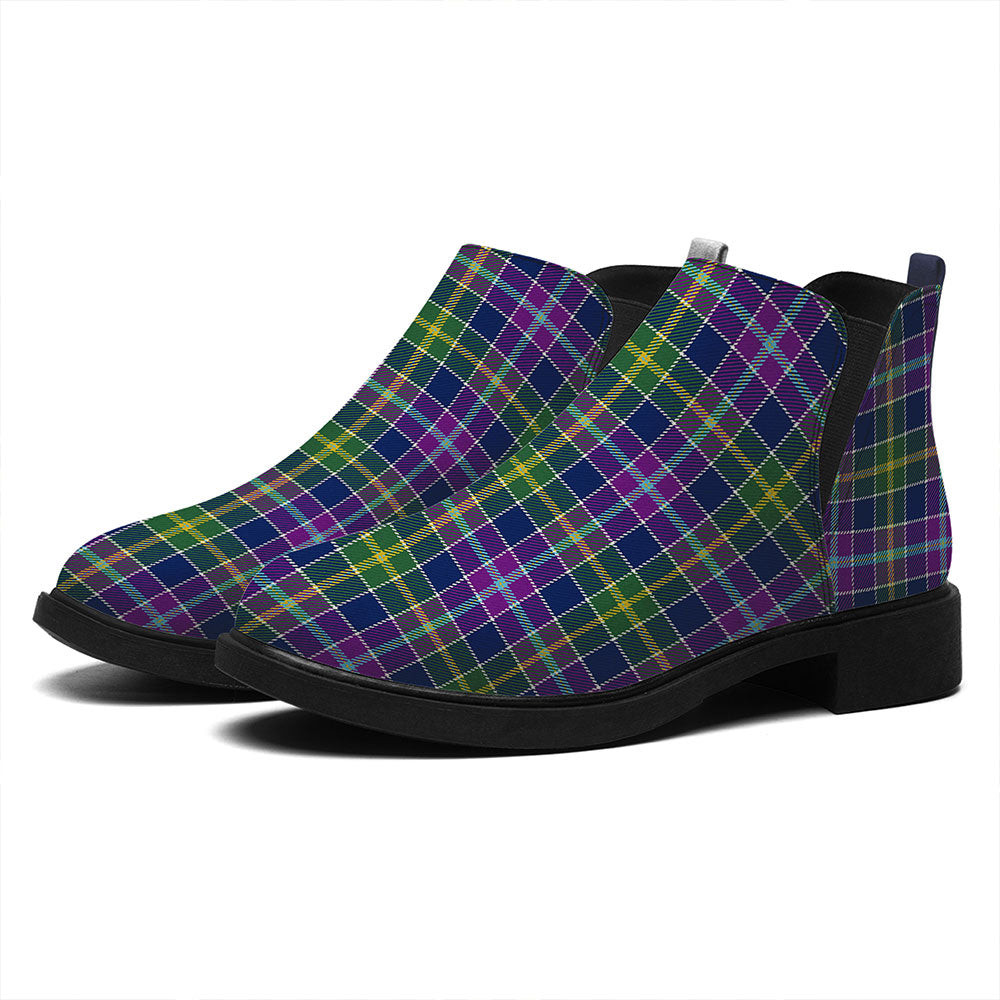 ScotsTee Shop Scottish Yule Modern Tartan Flat Ankle Boots Chunky Low Heel