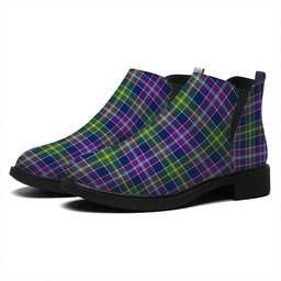 ScotsTee Shop Scottish Yule Modern Tartan Flat Ankle Boots Chunky Low Heel